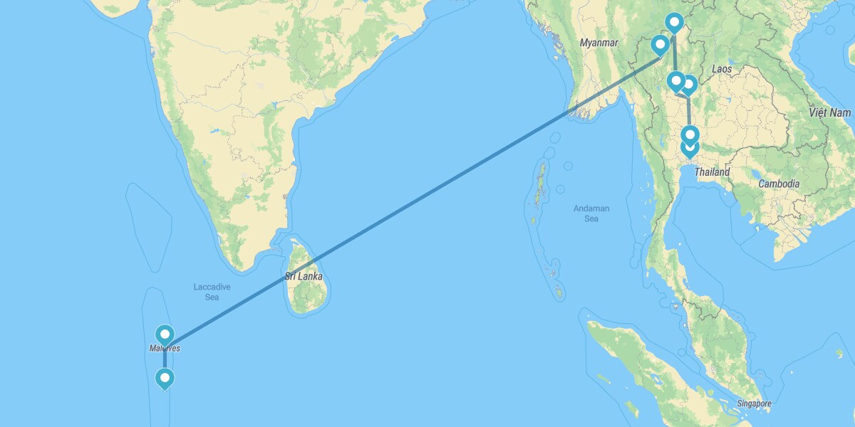 Reiseroute Nord und Malediven