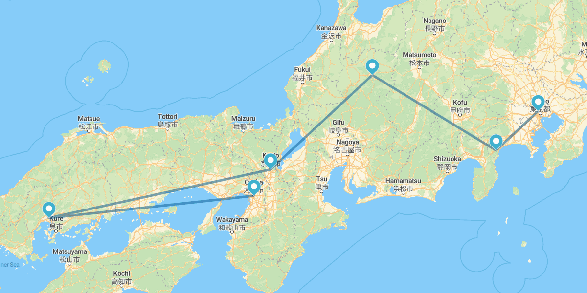 Tokyo, Hakone, Kyoto, Hiroshima und Osaka