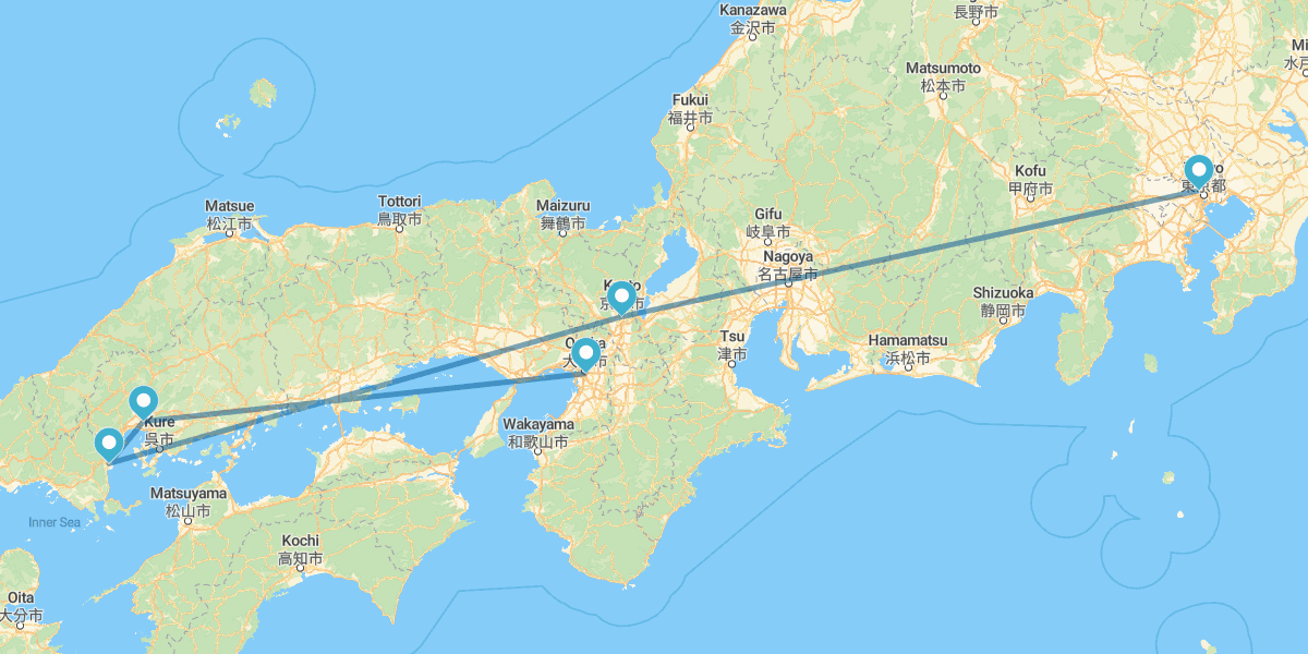 Osaka, Hiroshima, Miyajima, Kyoto und Tokio