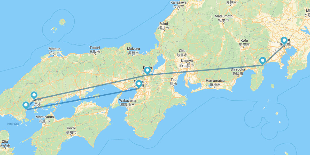 Tokyo, Hakone, Kyoto, Hiroshima, Miyajima und Osaka