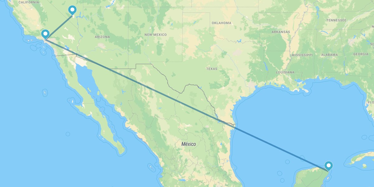 Las Vegas, Los Angeles und Cancún