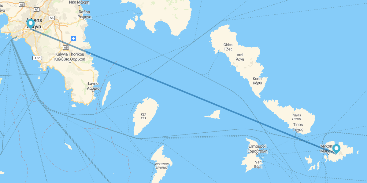 Athen und Mykonos mit dem Flugzeug, mit Transfers und Mietwagen