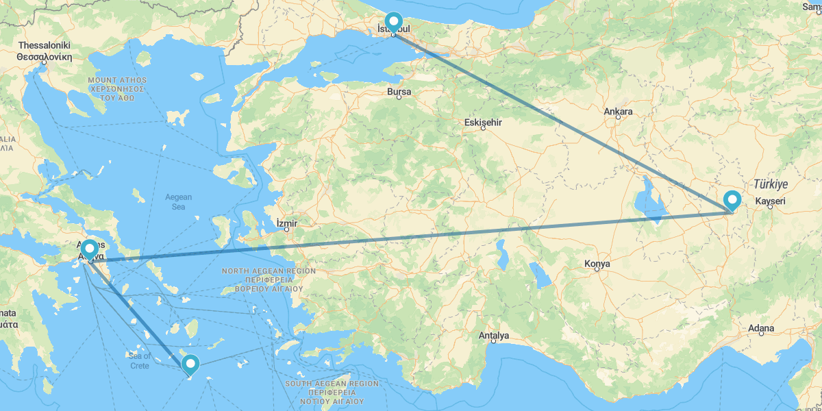 Istanbul, Kappadokien, Athen und Santorini