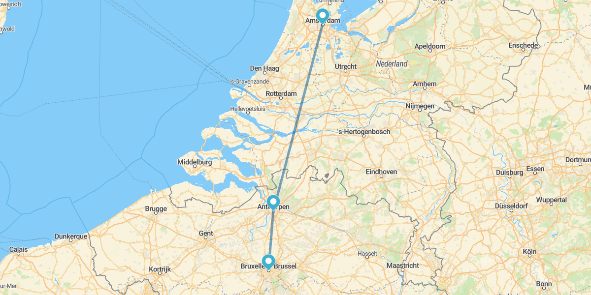Brüssel, Antwerpen und Amsterdam mit dem Zug