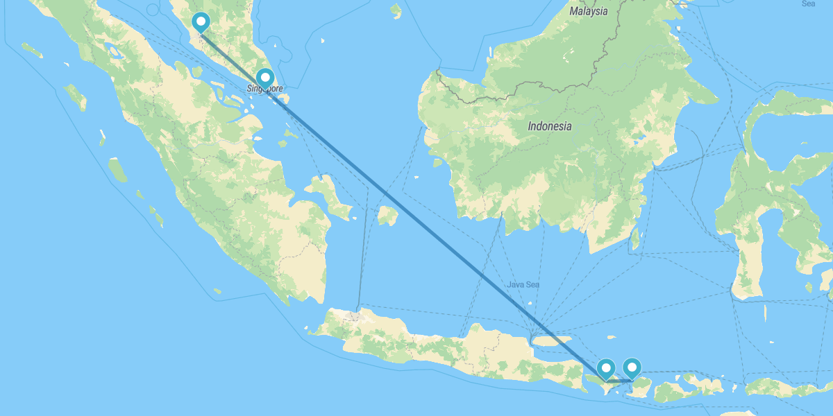 Kuala Lumpur, Singapur, Bali und Gili-Inseln
