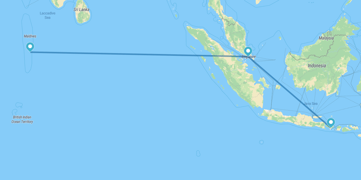 Ubud, Singapur un Malediven