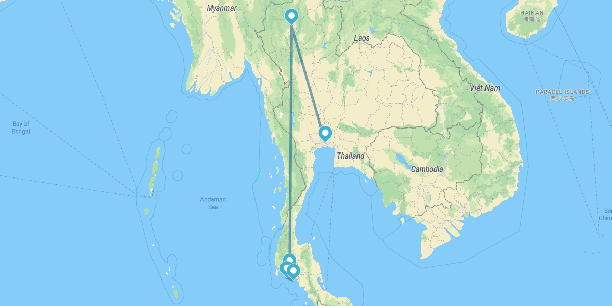 Bangkok, Chiang Mai, Krabi, Phi Phi und Koh Lanta
