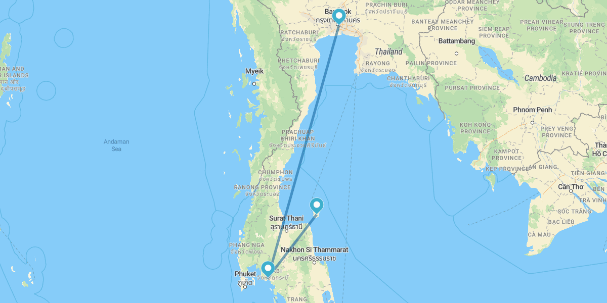 Bangkok, Krabi und Koh Samui