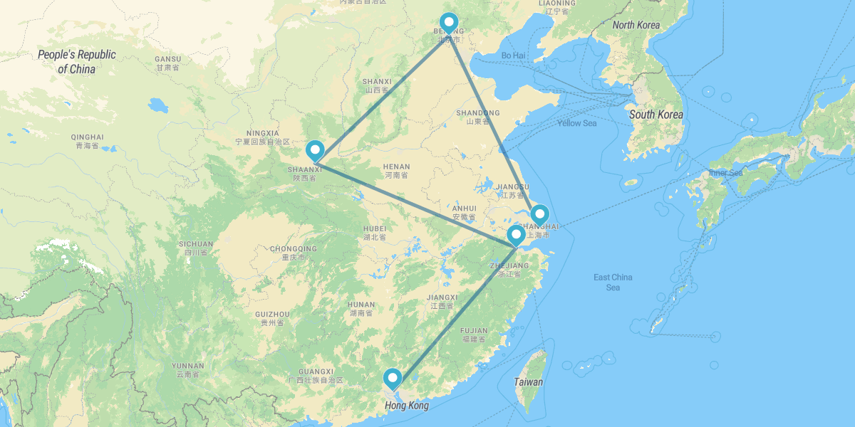 Guangzhou, Hangzhou, Xi’an, Peking und Shanghai