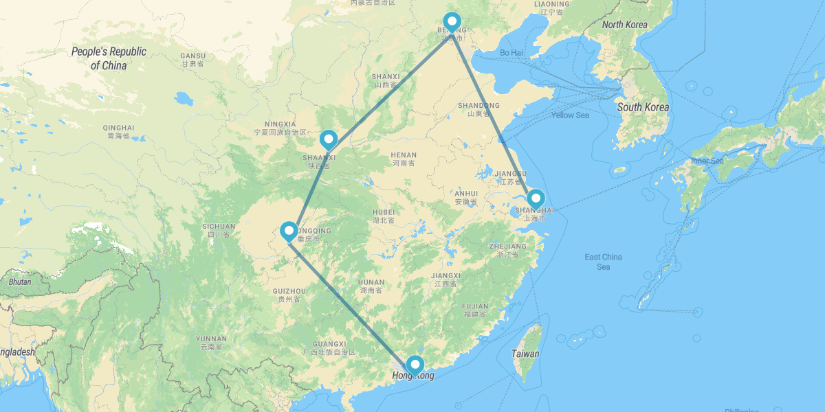 Shanghai, Peking, Xi’an, Chongqing und Hongkong