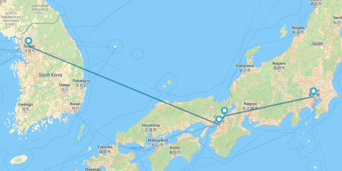 Seoul, Osaka, Kyoto und Tokio