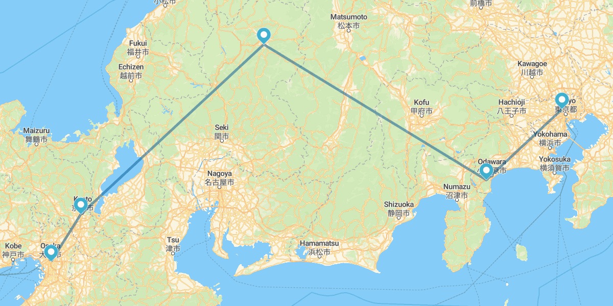 Tokyo, Hakone, Takayama, Kyoto und Osaka