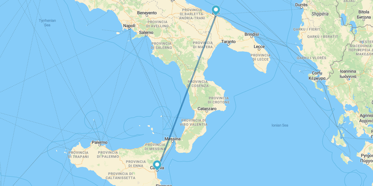 Bari und Catania mit dem Flugzeug