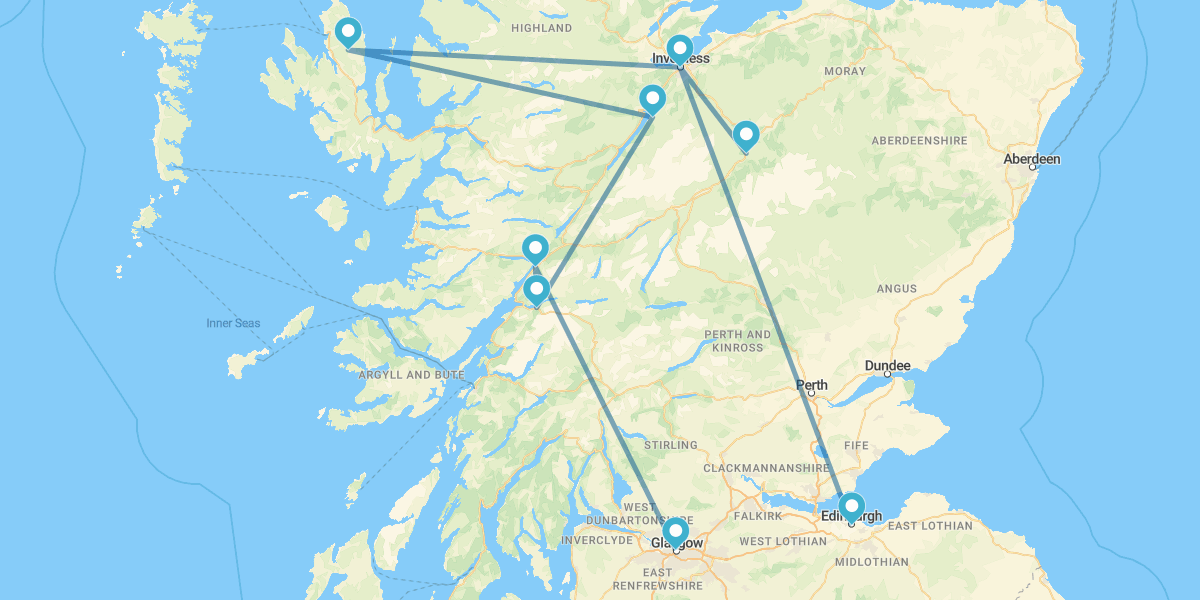 Route durch das Beste von Schottland mit Aufenthalt auf der Isle of Skye