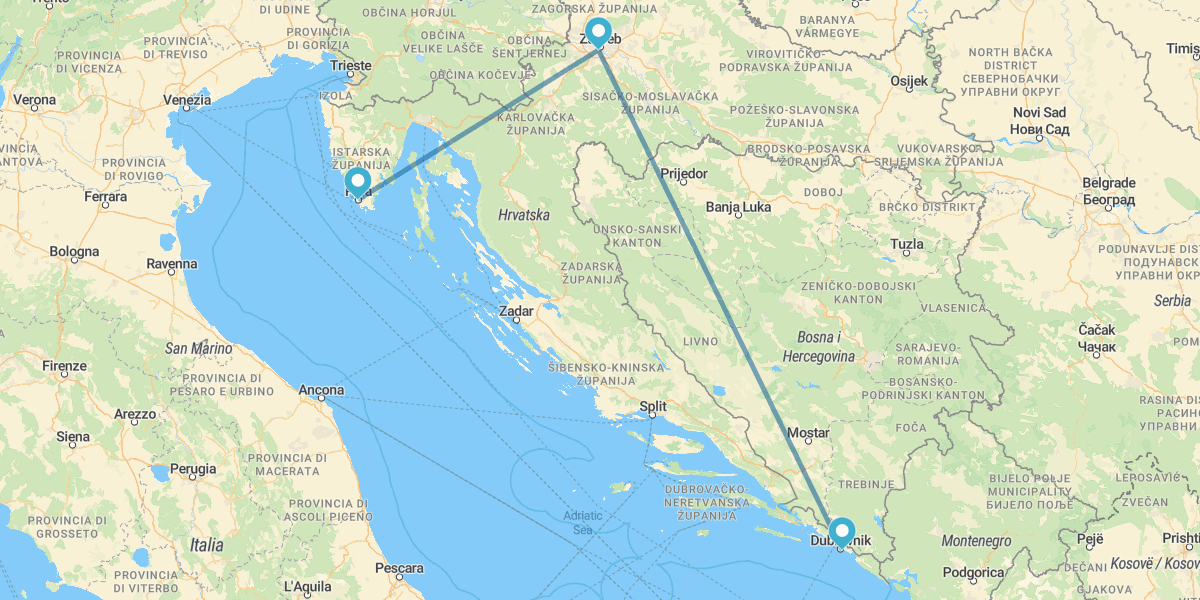 Pula, Zagreb und Dubrovnik