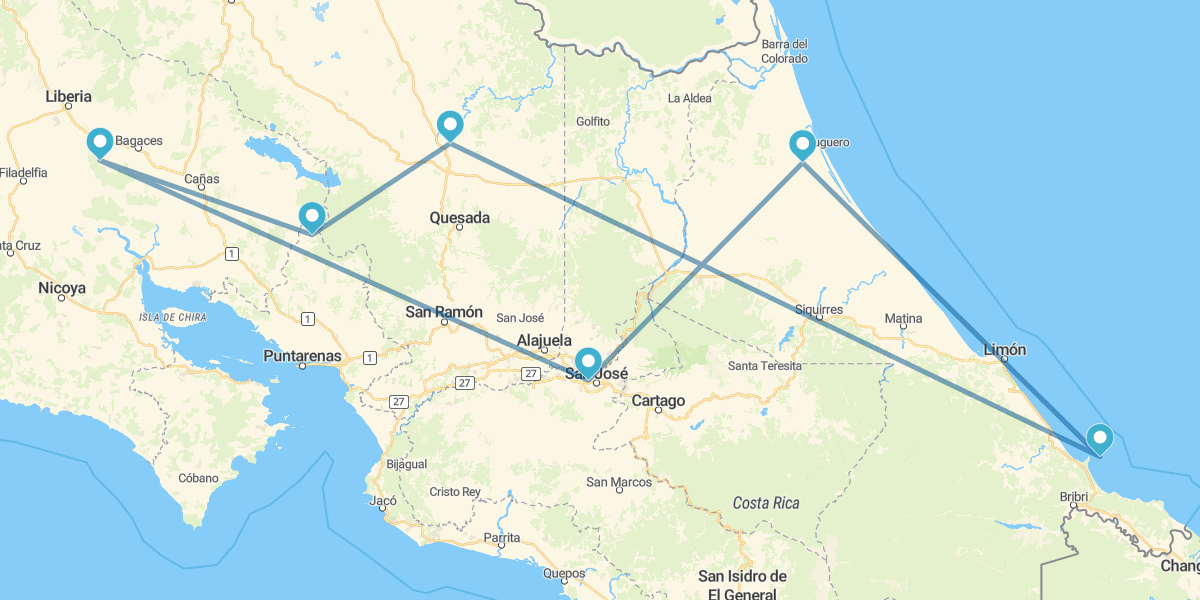 Tortuguero, Karibik, Arenal, Monteverde, Guanacaste und Unterkunft in San Jose