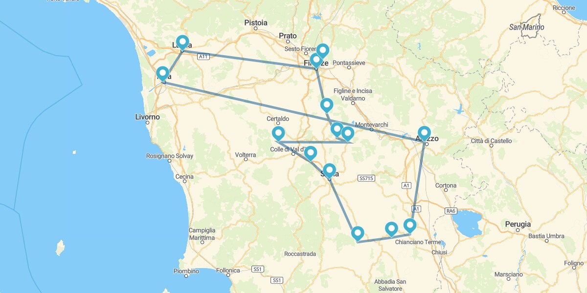 Route durch die authentischste Toskana