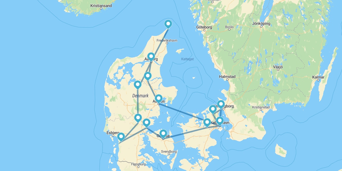 Route über die Halbinsel Jütland