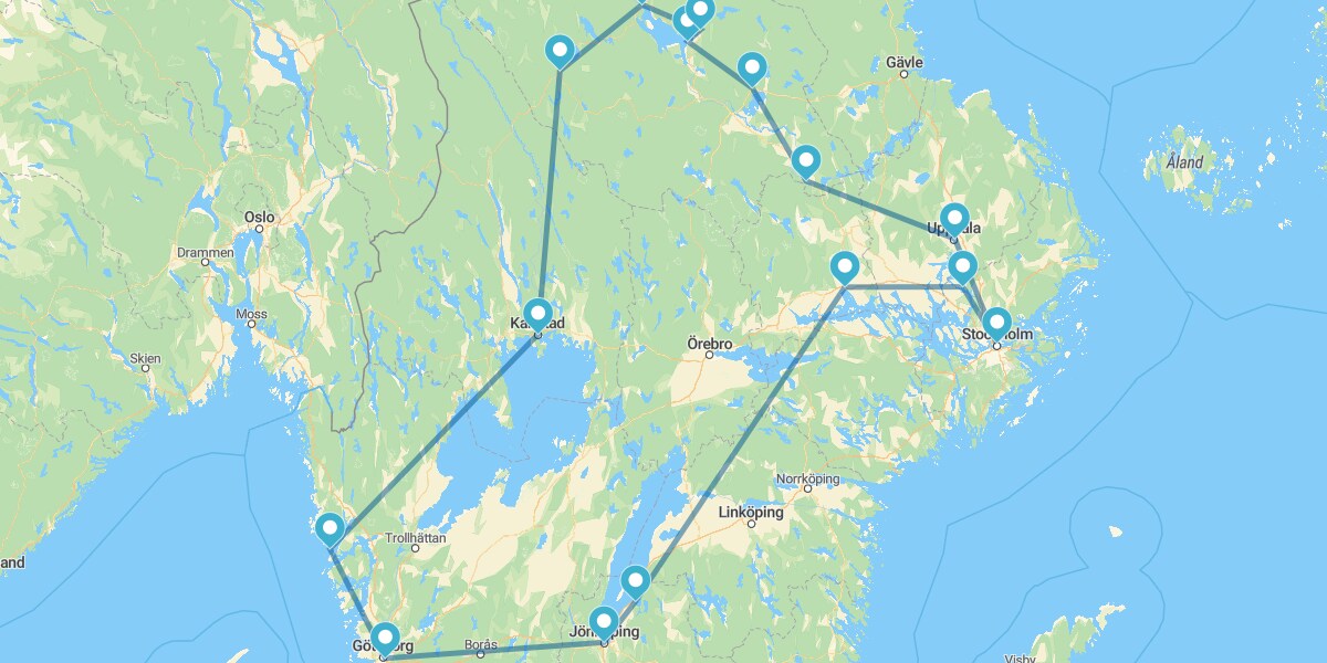 Route durch das schwedische Skandinavien