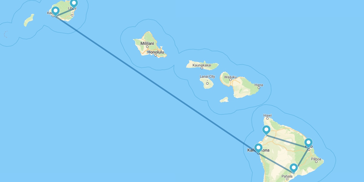 Route durch Hawaii