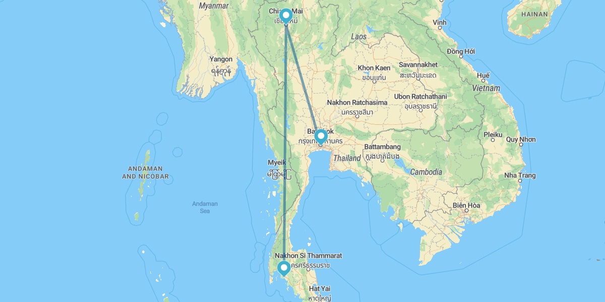 Bangkok, Chiang Mai und Krabi