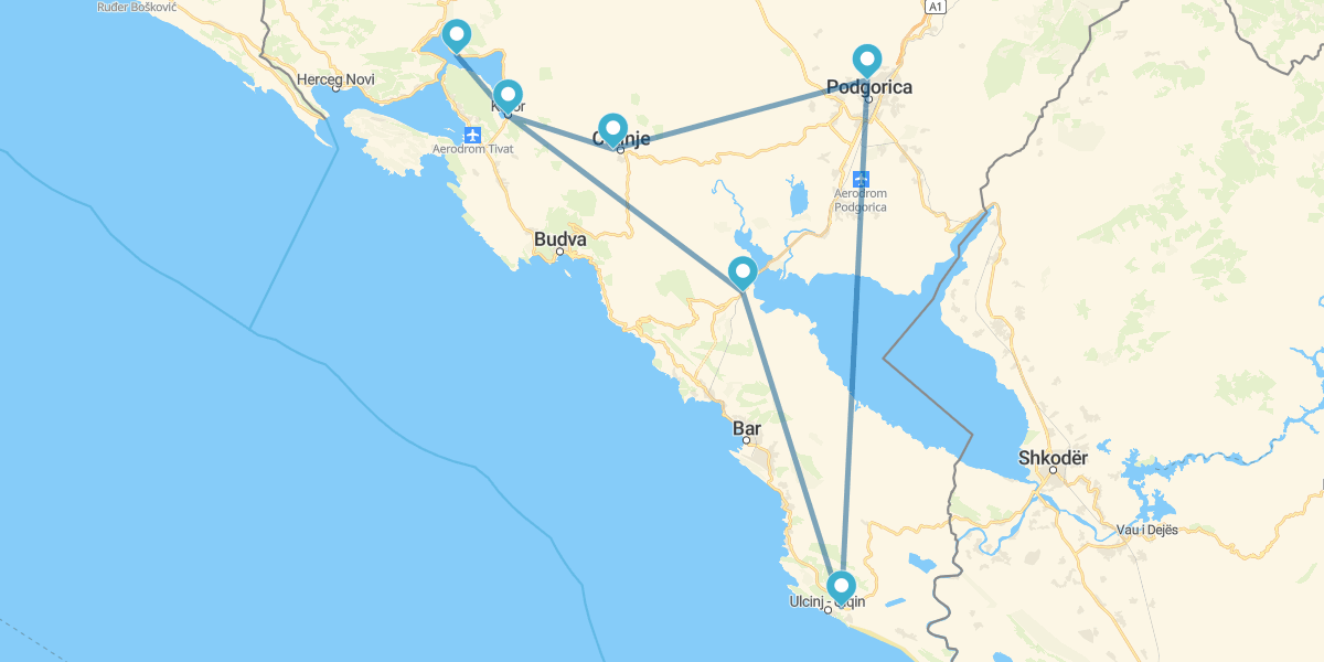 Route zwischen zwei Gewässern