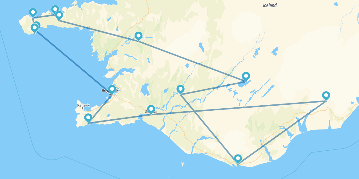 Route durch den Südwesten der Eisinsel