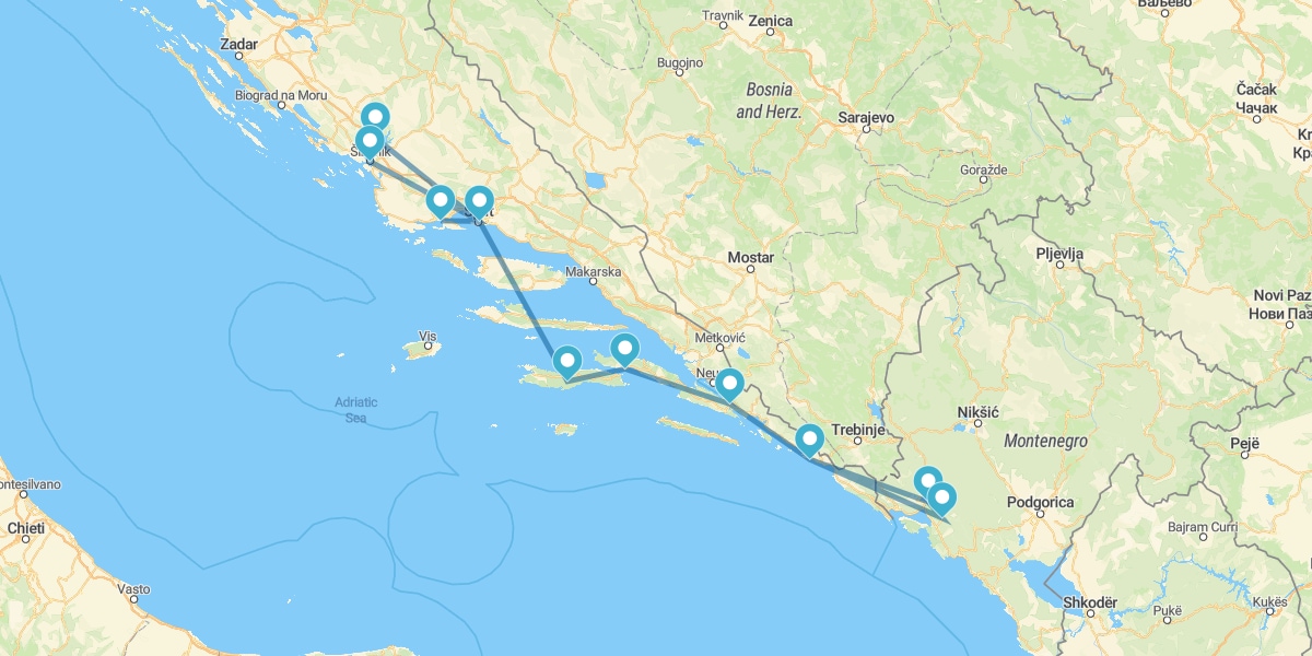 Route von Dubrovnik nach Split