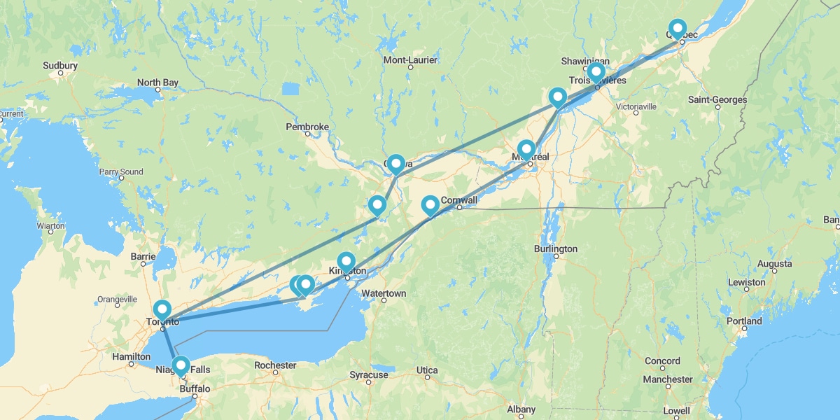 Route durch den kanadischen Osten