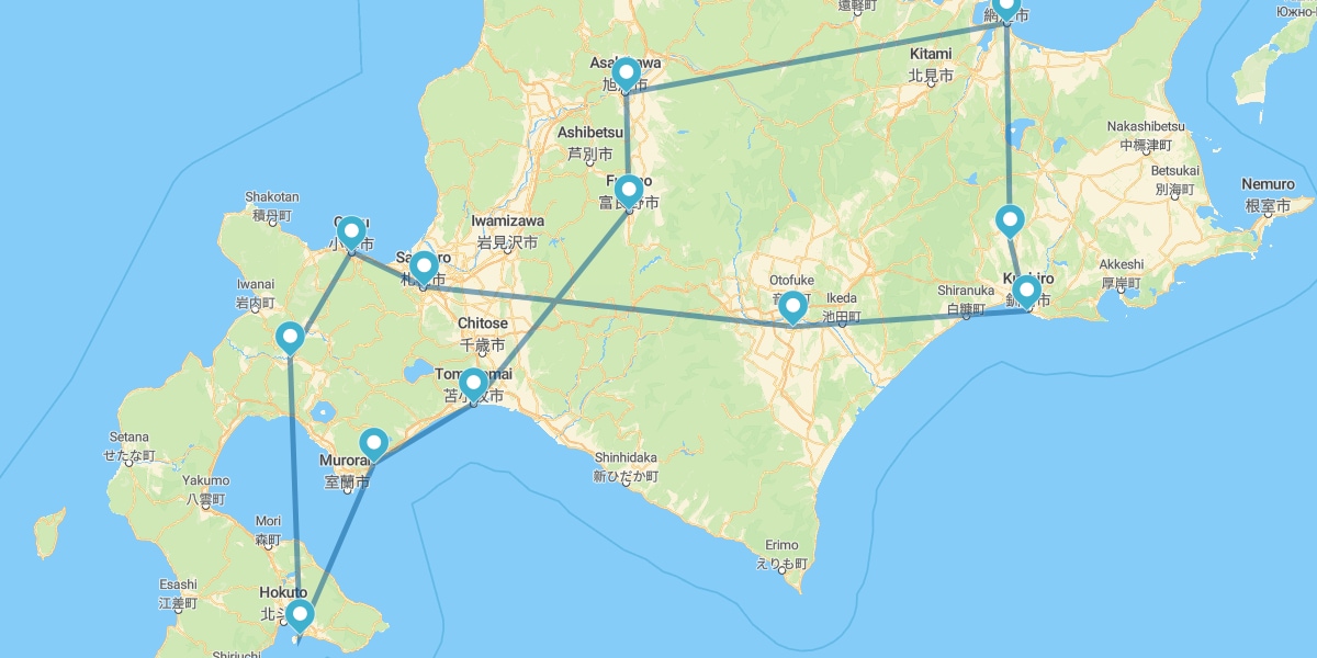 Route durch Hokkaido