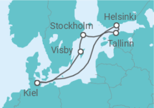 Reiseroute der Kreuzfahrt  7 Nächte - Metropolen der Ostsee - ab/bis Kiel - Mein Schiff