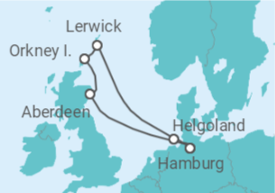 Reiseroute der Kreuzfahrt  Expedition Wildes Schottland: Inspirierende Inselschätze als Sommernachtstraum - Hapag-Lloyd Cruises