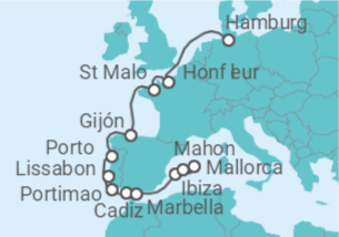 Reiseroute der Kreuzfahrt  Kultur und Kulinarik an sonnigen Küsten - Hapag-Lloyd Cruises
