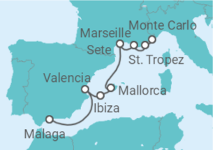 Reiseroute der Kreuzfahrt  Sonnenvergnügen und mediterrane Eleganz - mit Flug - Hapag-Lloyd Cruises