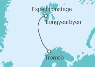 Reiseroute der Kreuzfahrt  Expedition Spitzbergen-Umrundung via Kvitøya - Spitzbergens geheime Seite - Hapag-Lloyd Cruises