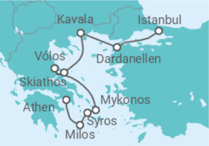 Reiseroute der Kreuzfahrt  Von der Akropolis zur Blauen Moschee - mit Flug - Hapag-Lloyd Cruises