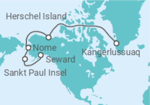 Reiseroute der Kreuzfahrt  Expedition Nordwestpassage - Inbegriff von Pioniergeist - mit Flug - Hapag-Lloyd Cruises