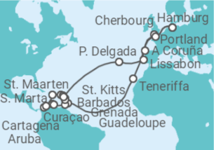 Reiseroute der Kreuzfahrt  Große Winterpause Karibik - AIDA