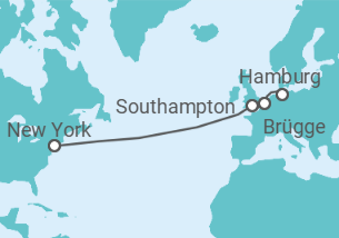 Reiseroute der Kreuzfahrt  Belgien, Frankreich, Vereinigtes Königreich - Cunard
