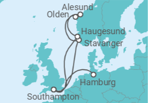 Reiseroute der Kreuzfahrt  Norwegen, Vereinigtes Königreich - Cunard