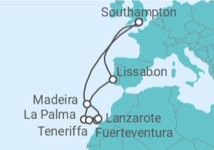 Reiseroute der Kreuzfahrt  Kanaren - Cunard