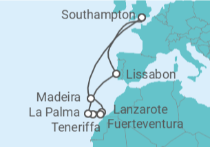 Reiseroute der Kreuzfahrt  Kanaren - Cunard