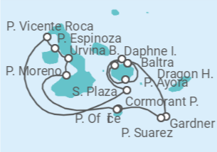 Reiseroute der Kreuzfahrt  Galapagos Inseln - mit Flug - Celebrity Cruises