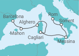 Reiseroute der Kreuzfahrt  A Journey from Civitavecchia to Barcelona - Explora Journeys