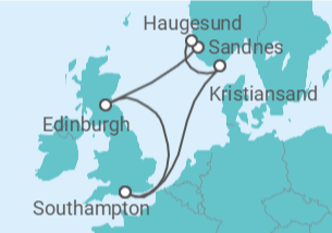 Reiseroute der Kreuzfahrt  Vereinigtes Königreich Alles Inklusive - MSC Cruises