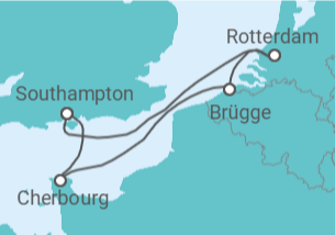 Reiseroute der Kreuzfahrt  Frankreich, Belgien, Niederlande - MSC Cruises