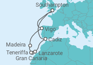 Reiseroute der Kreuzfahrt  Kanaren - MSC Cruises
