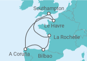 Reiseroute der Kreuzfahrt  Spanien, Frankreich Alles Inklusive - MSC Cruises