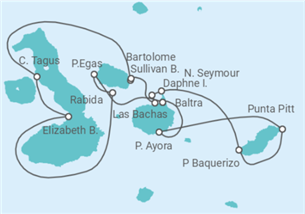 Reiseroute der Kreuzfahrt  Galapagos Inseln - Celebrity Cruises