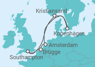 Reiseroute der Kreuzfahrt  Belgien, Niederlande, Schweden - Disney Cruise Line